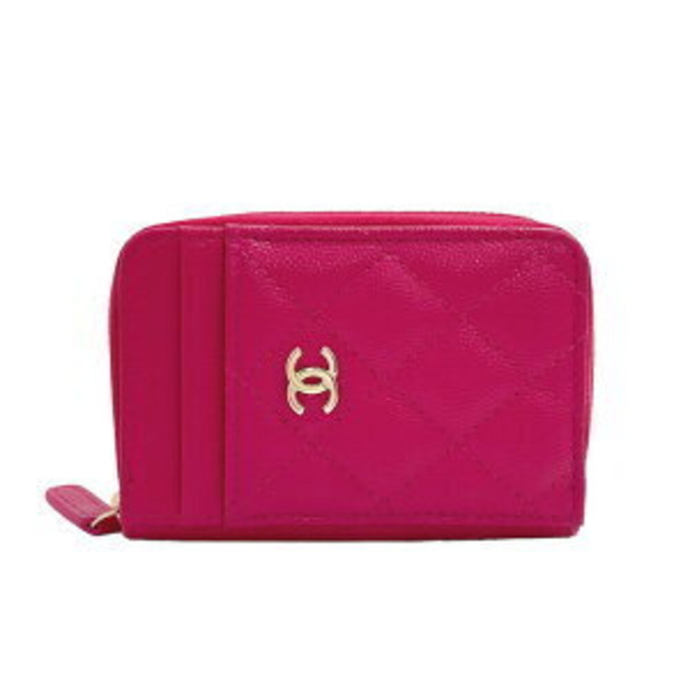 CHANEL Timeless Classic Coin Purse Grained Shiny Calfskin Pink